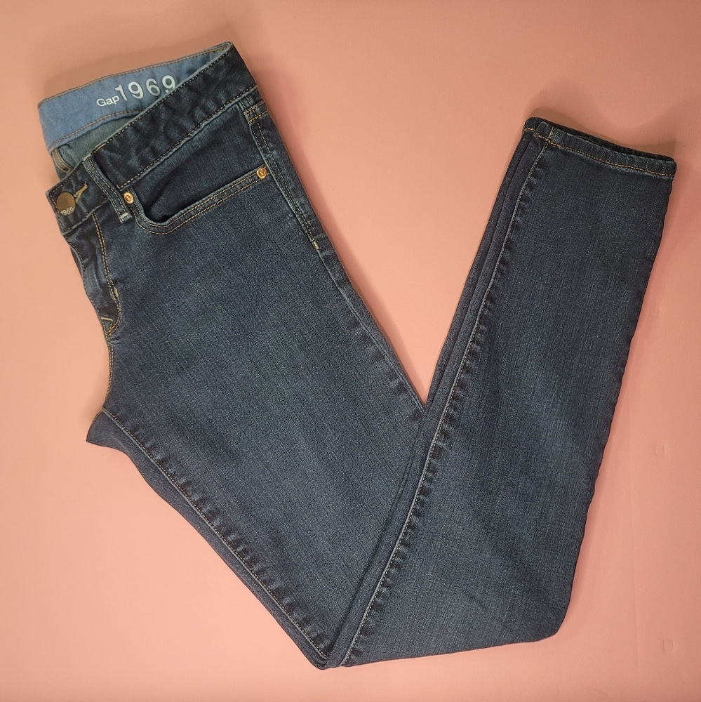 GAP 1969 Always Skinny Stretch Jeans Dark Wash Blue Denim 27/4r